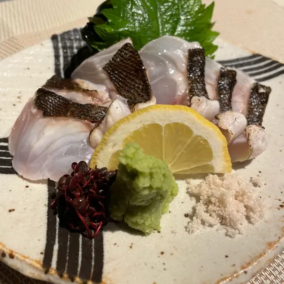 鯛の昆布〆炙り